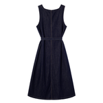 Sleeveless Button-Front A-Line Midi Dress