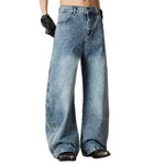 Vintage Embroidered Barrel-Leg Denim Jeans