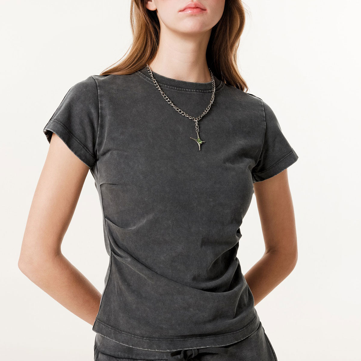 Washed Cotton Pleated Waist Tee 285gsm
