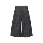 Plaid Multi-Pocket Cropped Cargo Shorts