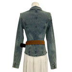 Long-Sleeve Fitted Denim Button-Front Jacket