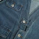 Relaxed V-Neck Denim Cargo Vest