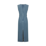 Round Neck Sleeveless Denim Midi Dress
