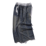 Elastic Waistband Wide Leg Denim Pants