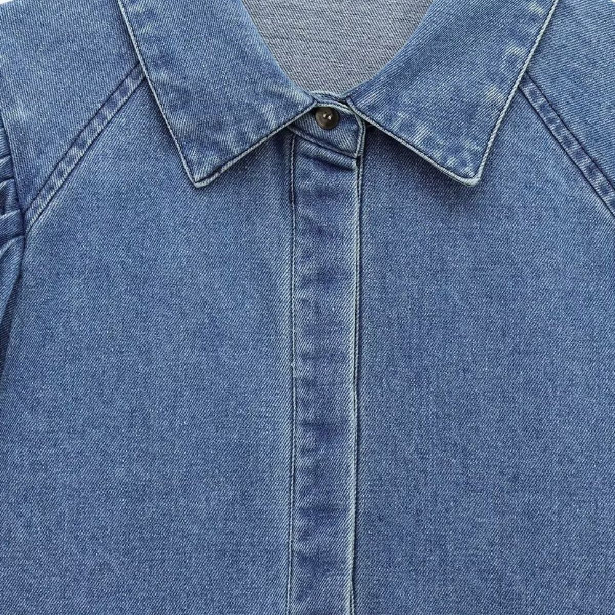 Women's denim lapel casual jacket