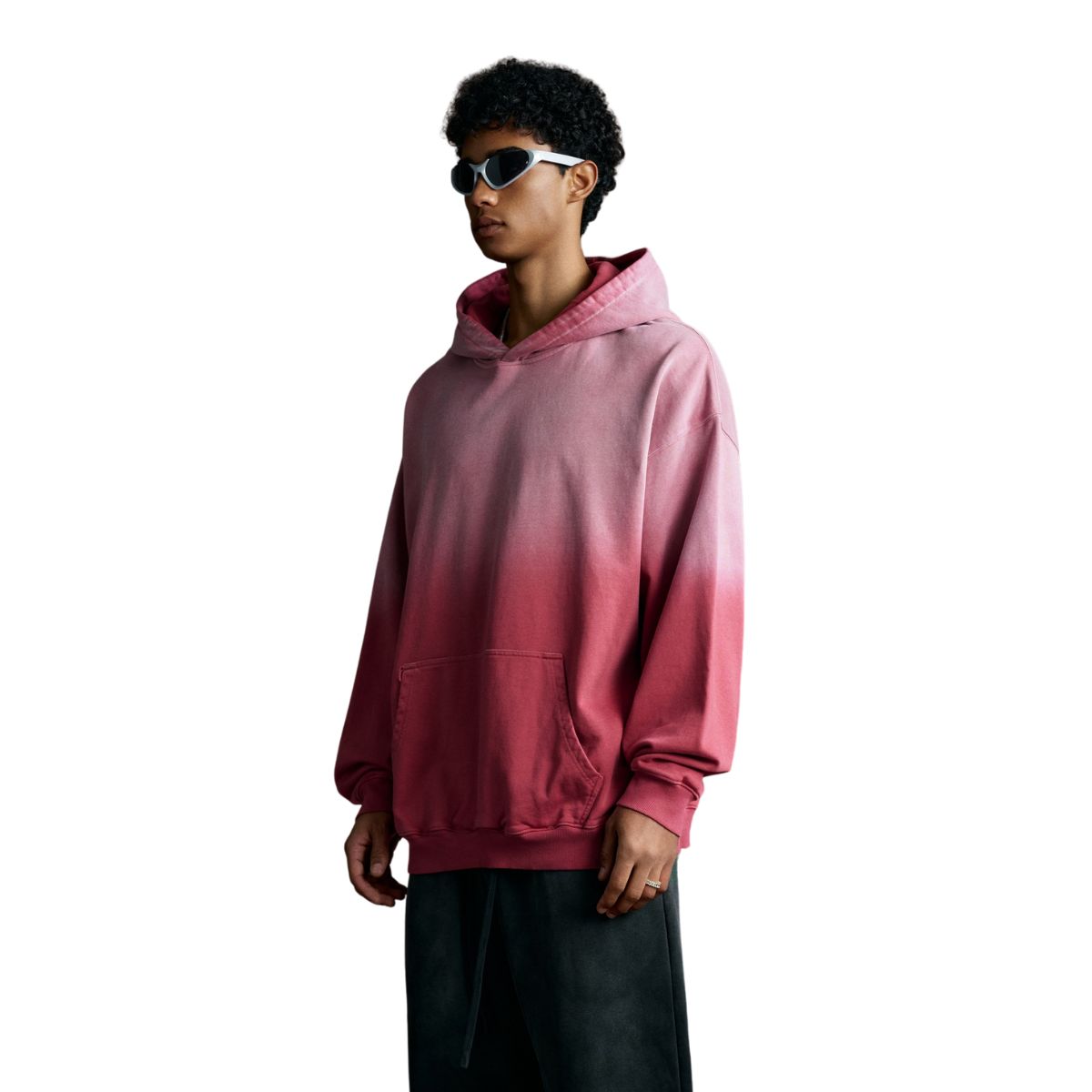 Relaxed Overdyed Ombre Faded Cotton Hoodie