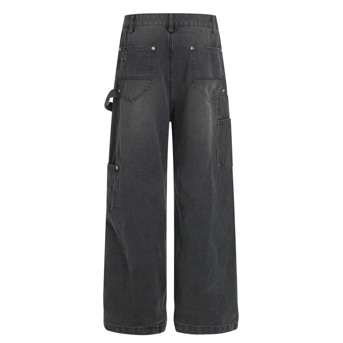 Men's Distressed Punk Cargo Pants �Loose Wide-Leg Streetwear
