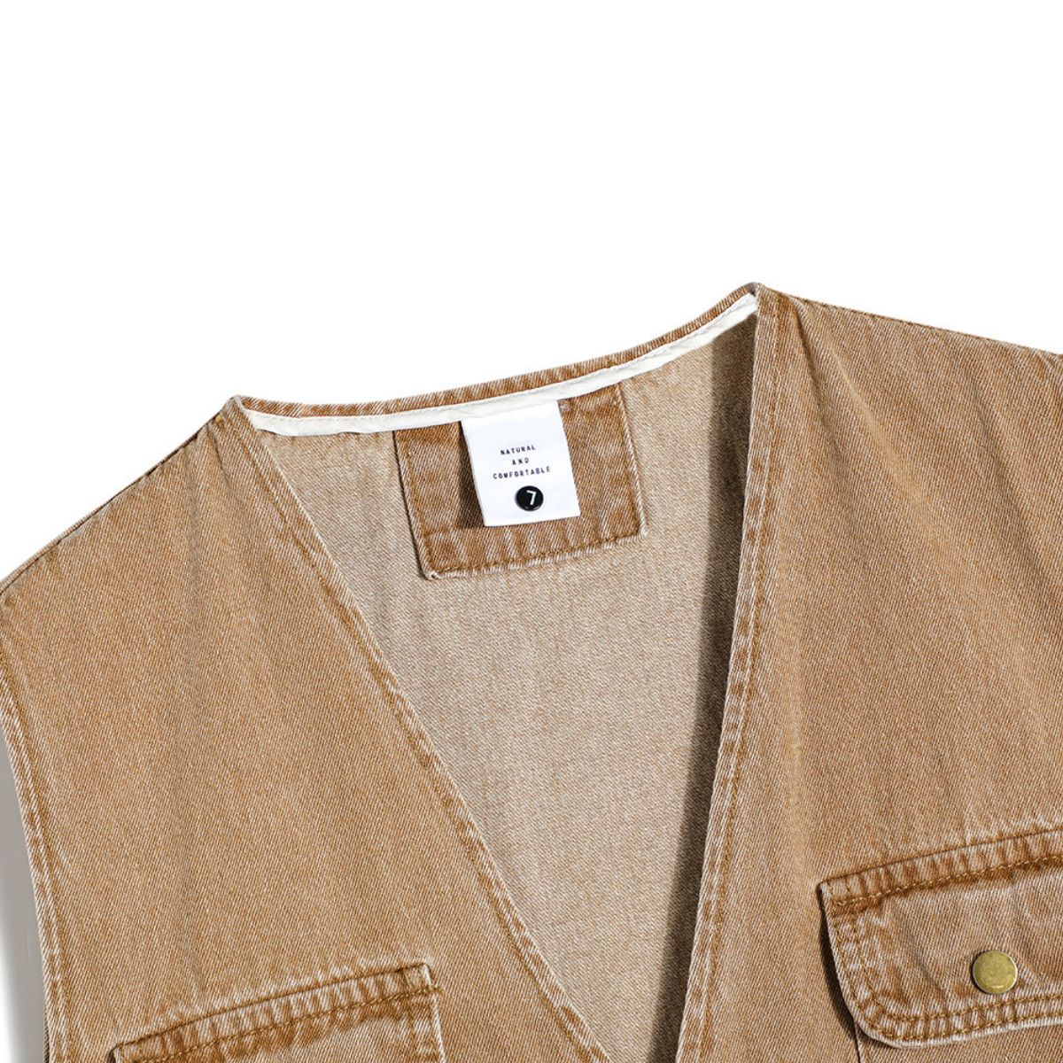 Relaxed Washed Denim Cargo Vest