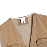 Relaxed Washed Denim Cargo Vest