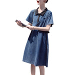 Patchwork Short-Sleeve Denim Shirtdress