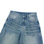Medium Blue 3D-Whisker Baggy Jeans