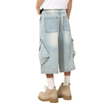 Baggy Cargo Denim Cropped Pants