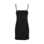 Black Denim Spaghetti Strap Mini Dress