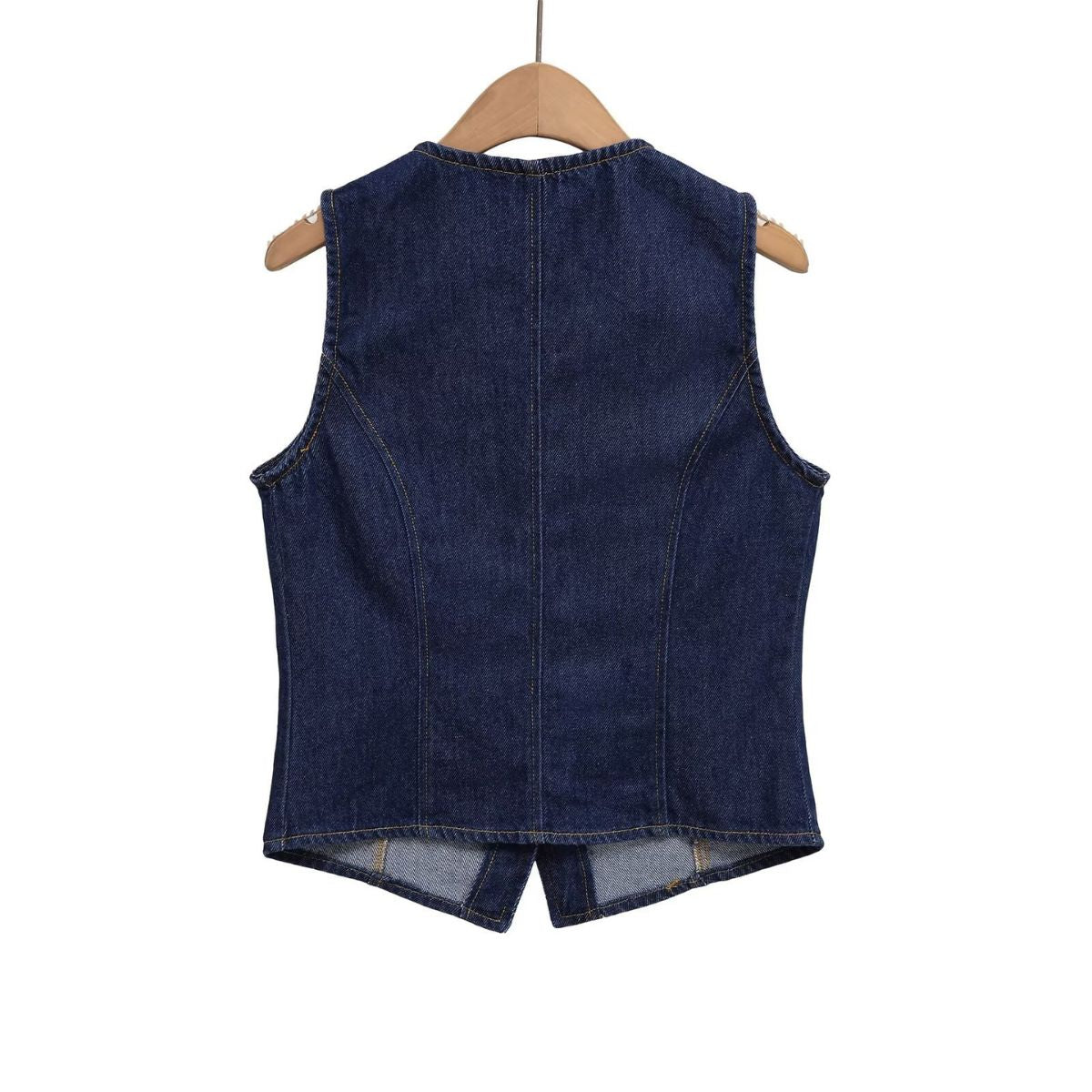 Women's Gold Button Denim Vest