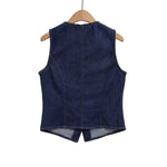 Women's Gold Button Denim Vest