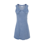 Peter Pan Collar Light Wash Denim Mini Dress
