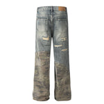 Smoke Rise Stitched Camo Ripped Denim Jeans