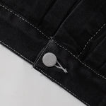 Abstract White Embroidery Denim Jacket