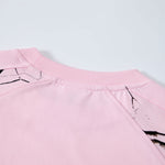 Pink Camo Raglan Sleeve Nature Print Casual Tee