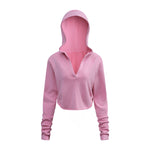 Ruched Waist Cotton Cropped Hoodie