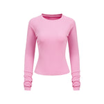 Crew-Neck Long Sleeve Ribbed Top