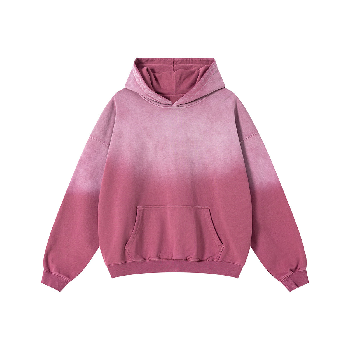 Relaxed Overdyed Ombre Faded Cotton Hoodie