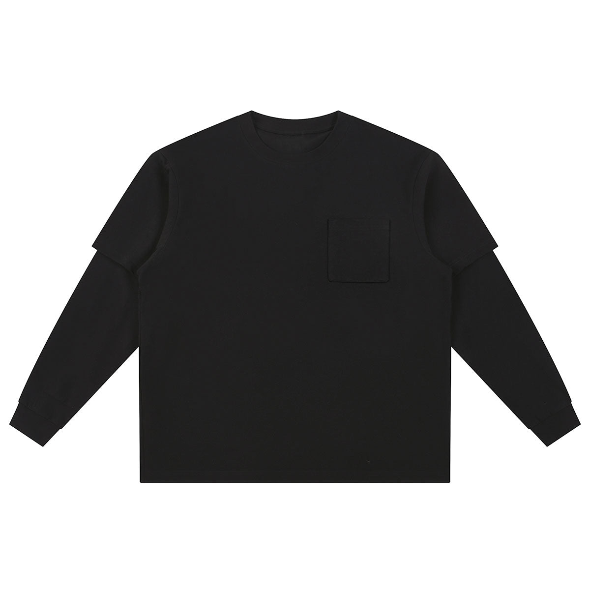 Solid Color Mock Layered Sleeves Sweatshirt