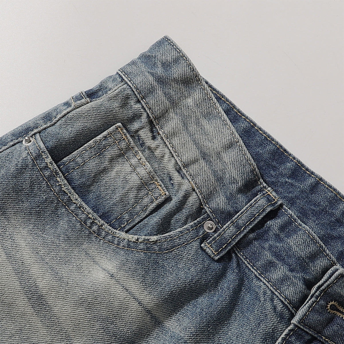 Faded Wash Vintage Relaxed Wide Leg Denim Jeans