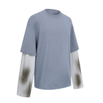 Washed Colorblock Contrast Sleeve Tee