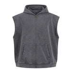 Sleeveless Zip Hoodie Casual Vest Hood Pockets Included