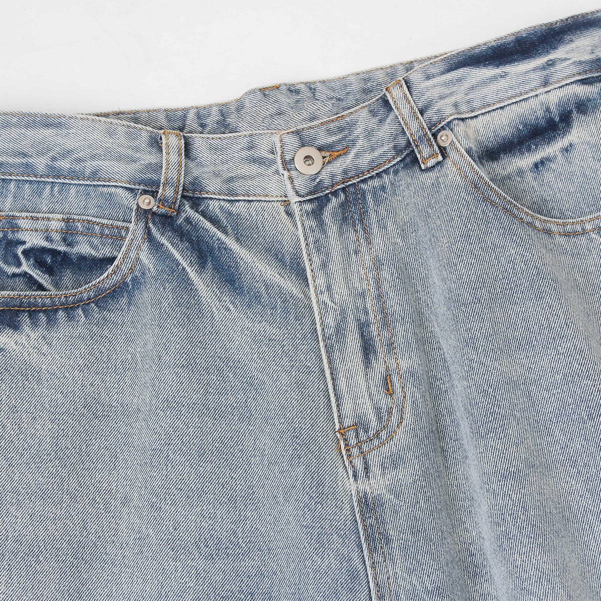 Light Blue Distressed Ripped Straight Jeans