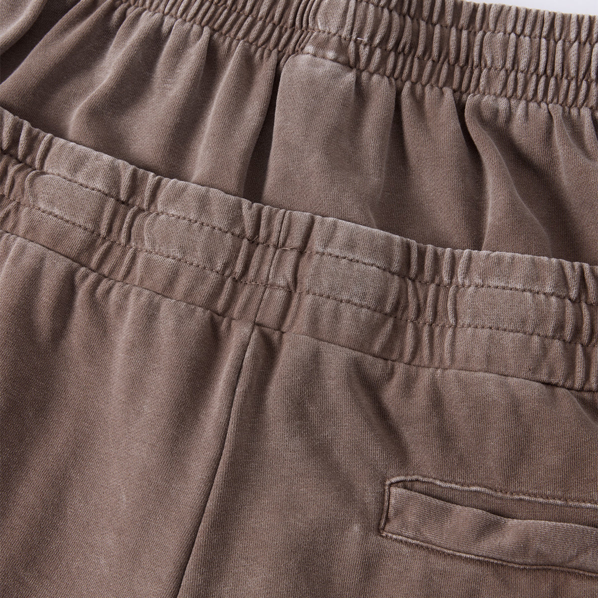 Double Waistband Snow Washed Distressed Shorts