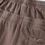 Double Waistband Snow Washed Distressed Shorts