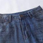 Faded Wash Distressed Baggy Frayed-Hem Jeans