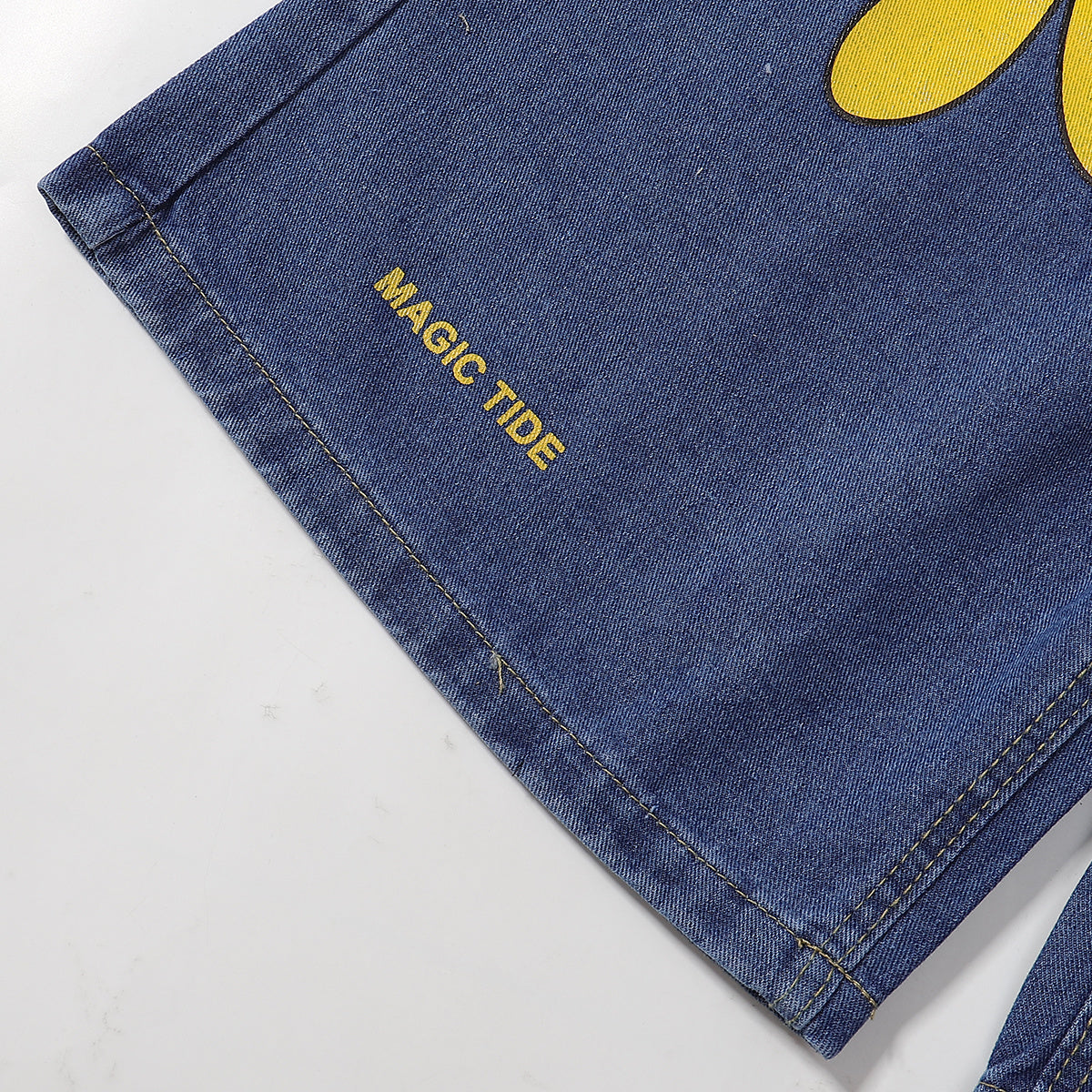 Cartoon Flower Print Denim Summer Streetwear Shorts