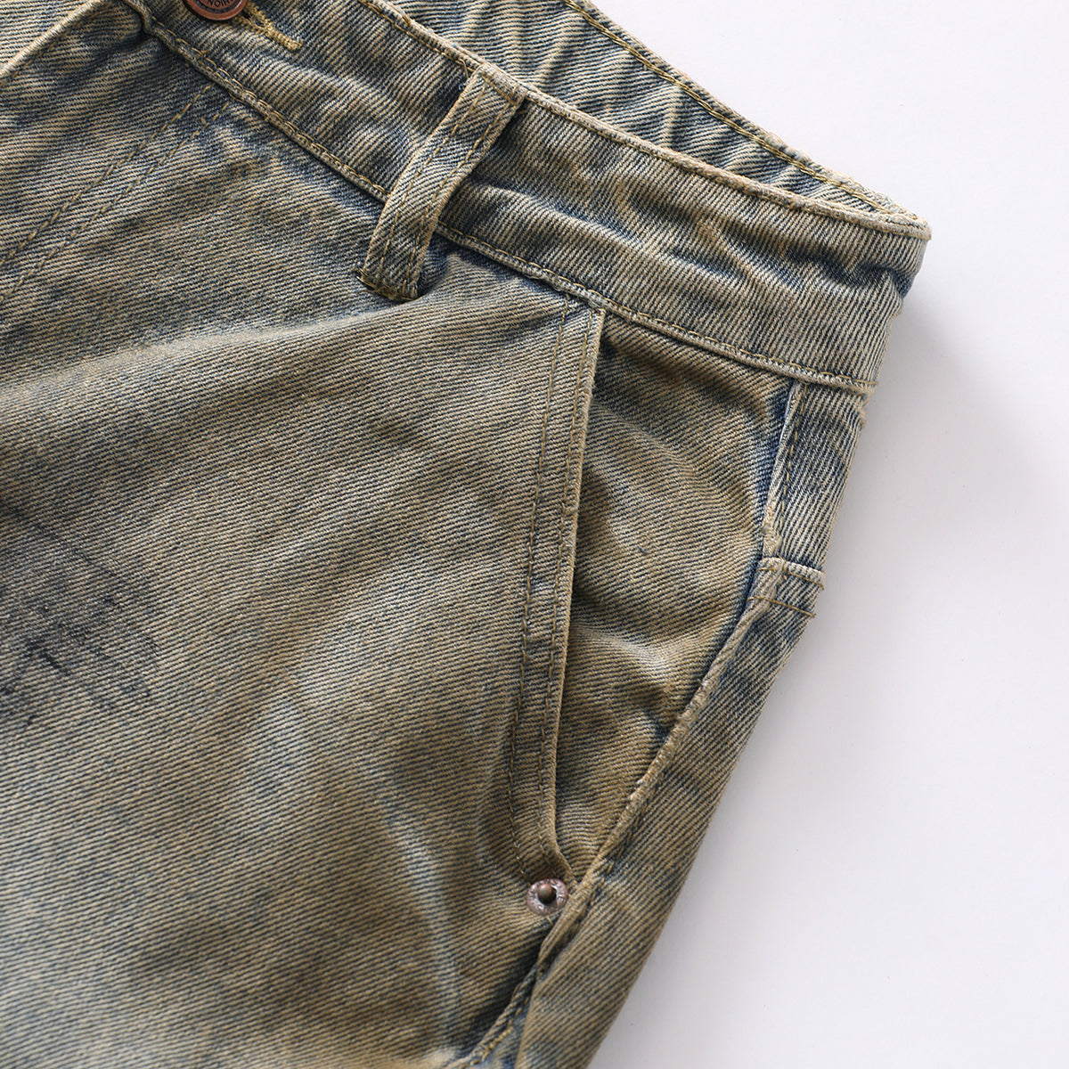 Vintage Tie-Dye Barrel-Leg Distressed Jeans