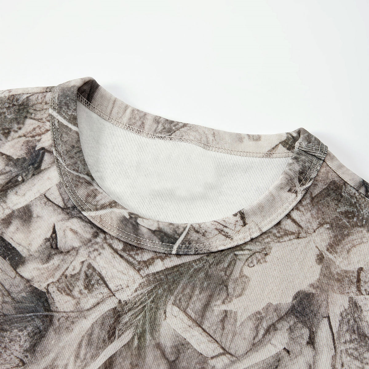 Forest Print Camo Cropped Short Sleeve Nature Tee
