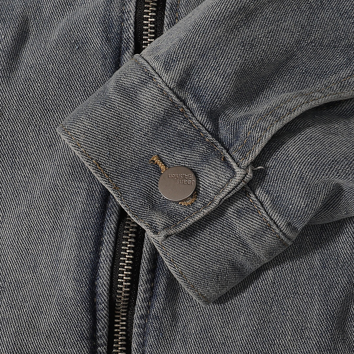 Zip-Up Washed Denim Jacket