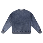 Crew Neck Washed Knit Denim Sweatshirt