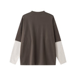 Velour Mock Layered Raglan Sleeve Top
