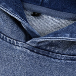 Knit Denim Kangaroo Pocket Hoodie