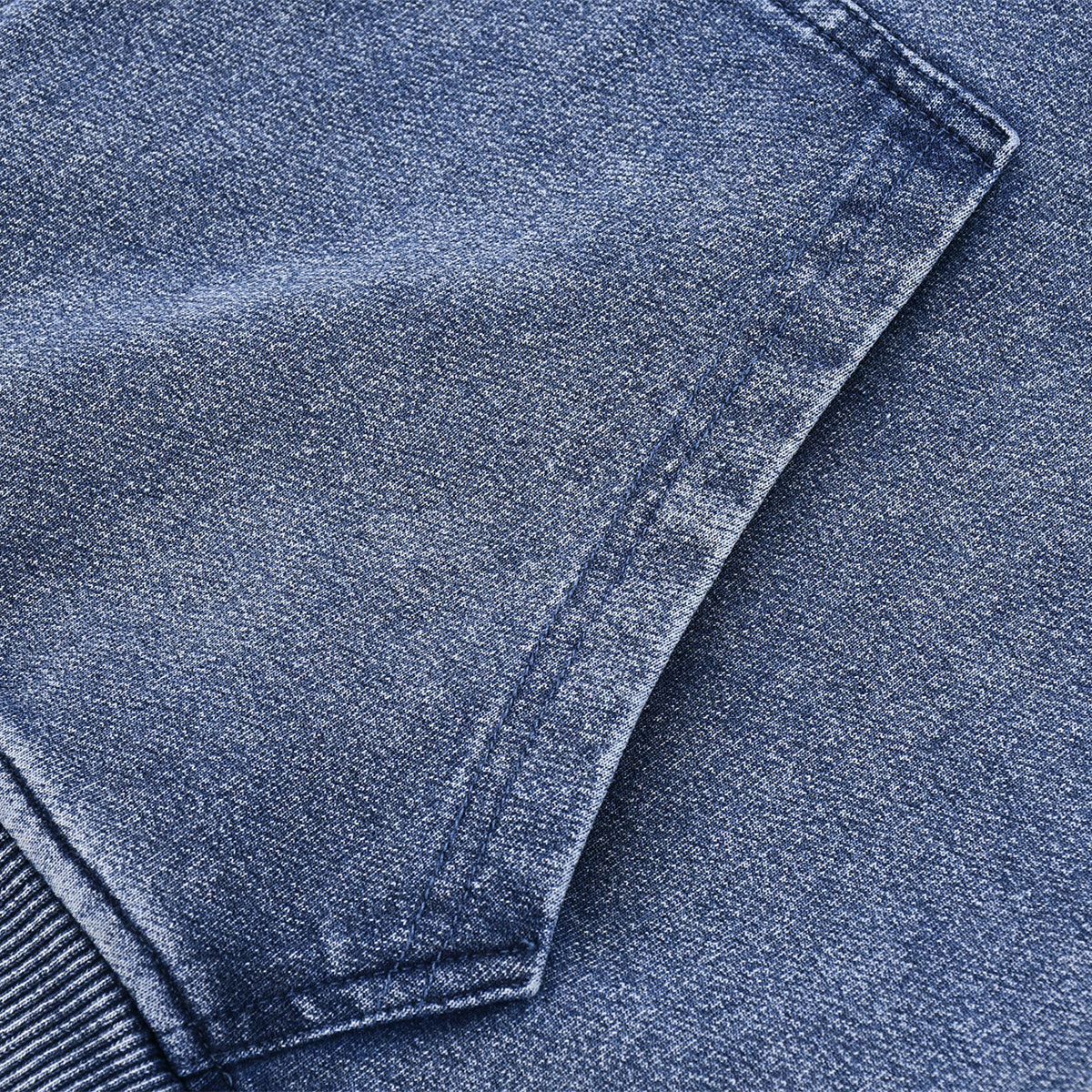 Double Slider Zip Knit Denim Hoodie