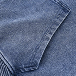 Double Slider Zip Knit Denim Hoodie