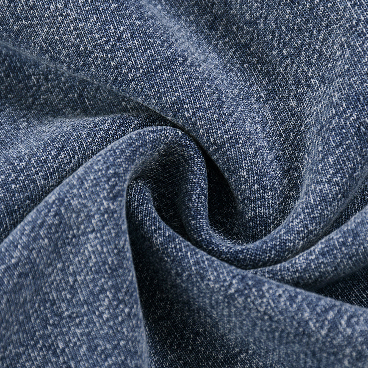 Double Slider Zip Knit Denim Hoodie