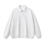 Solid Color Fleece Polo Collar Sweatshirt