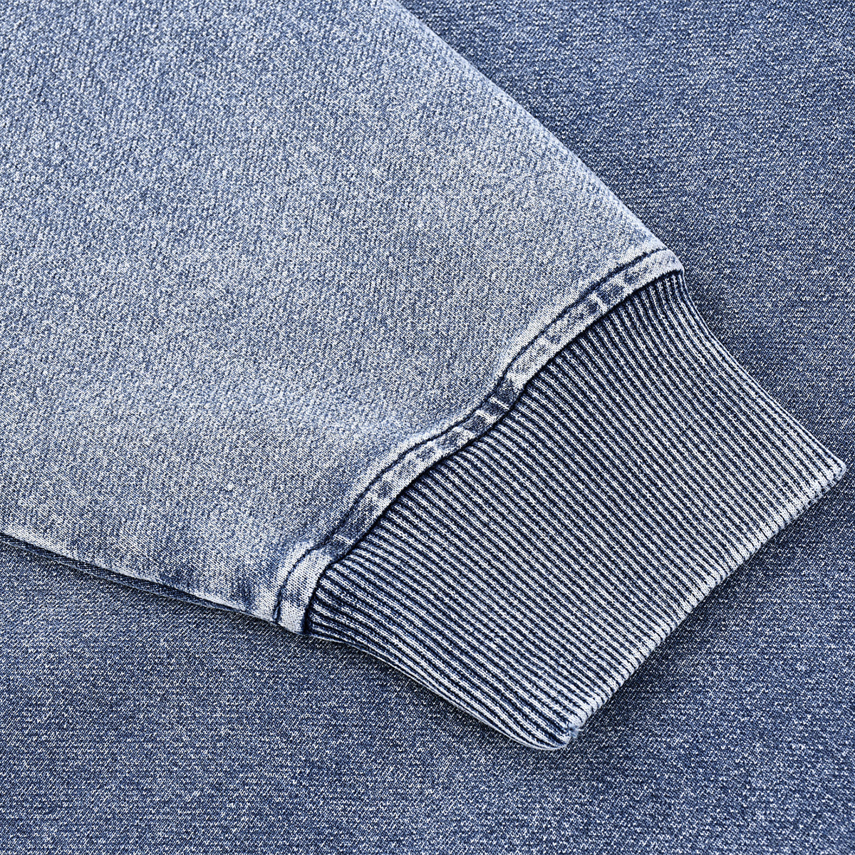 Knit Denim Kangaroo Pocket Hoodie