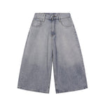 High Waist Wide Leg Ombre Denim Shorts