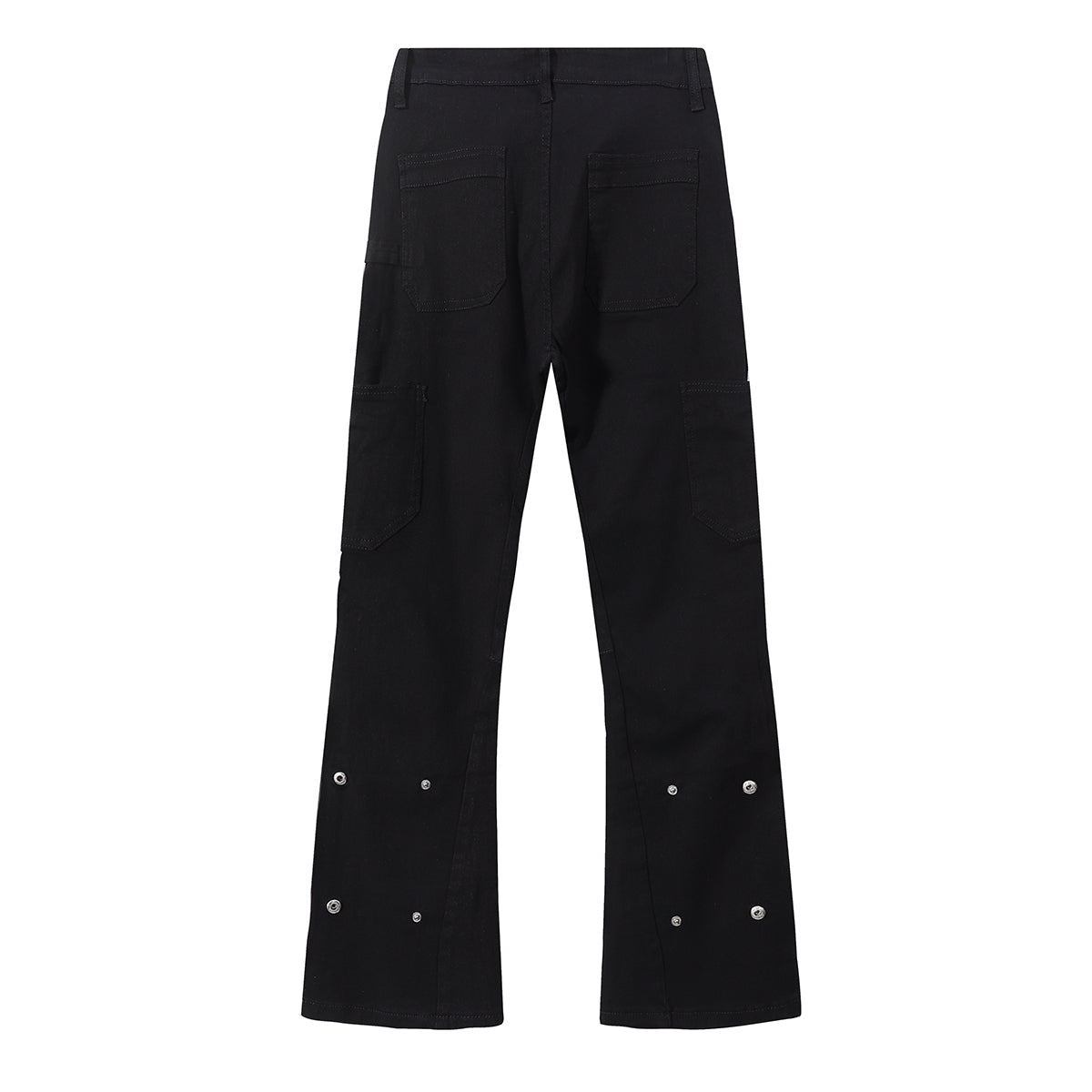 Snap Detail Slight Flared Hem Cargo Pants