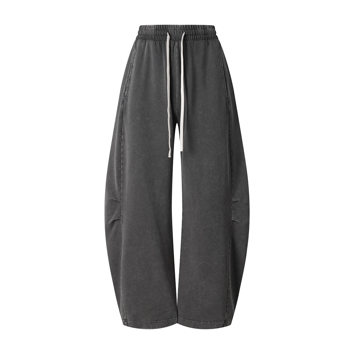 Vintage Washed Curved Panel Wide Drawstring Pants