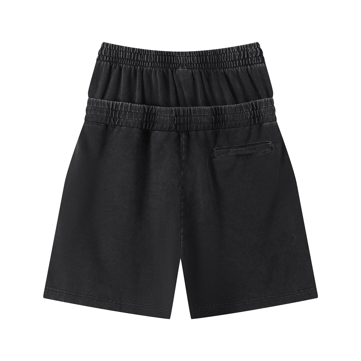 Double Waistband Snow Washed Distressed Shorts